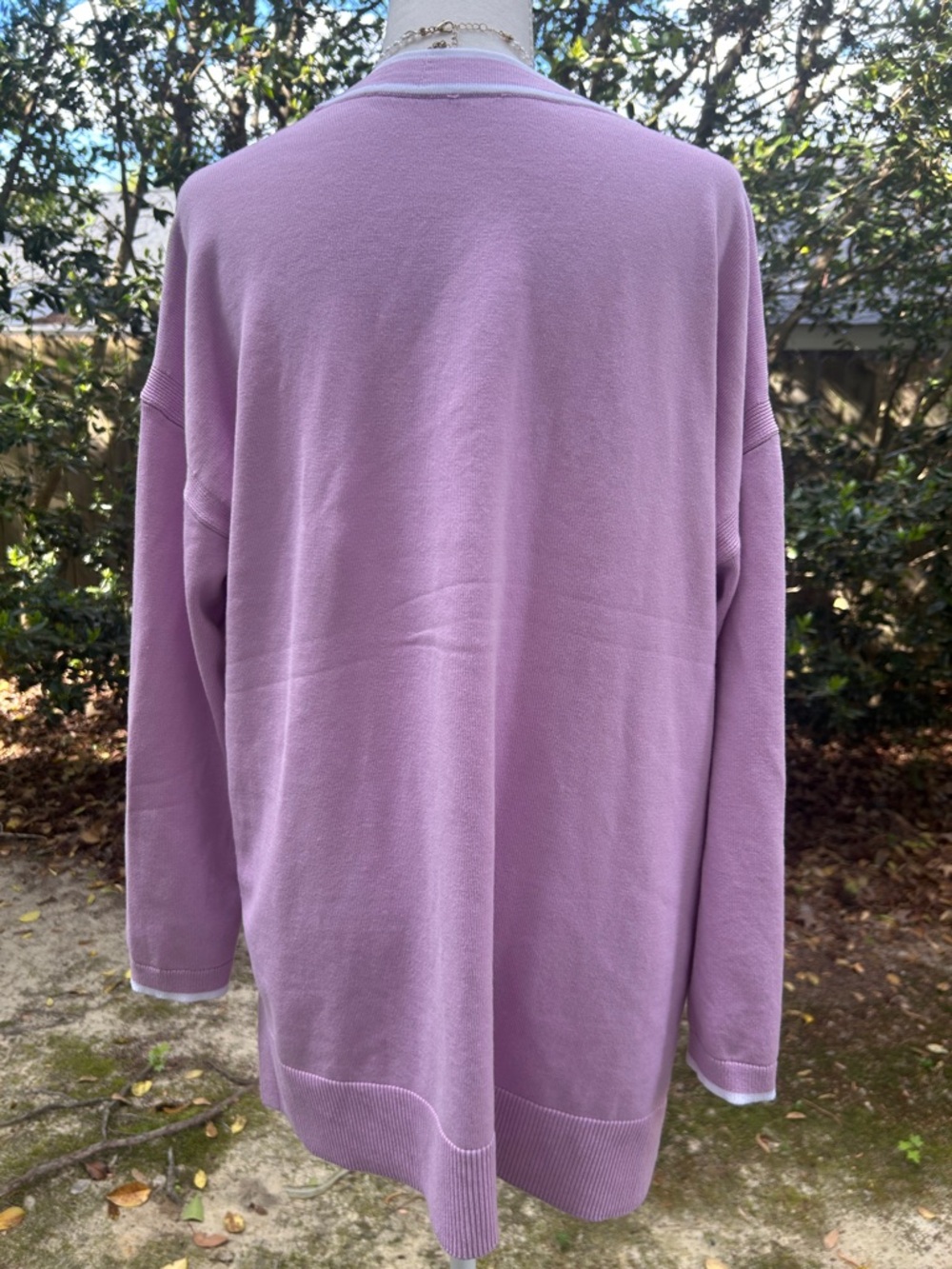 Lavendar V-Neck Button Front Women's Cardigan - Picture 3 of 4